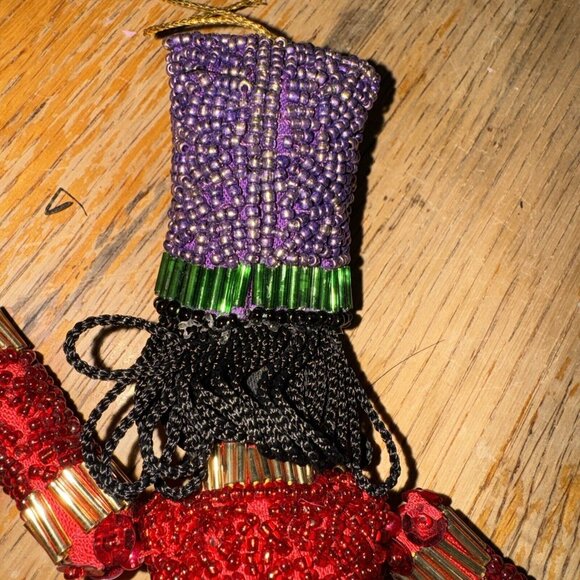 Vintage Nutcracker Cloth Face‎ & Beaded Soldier Ornament 8” - Picture 4 of 6